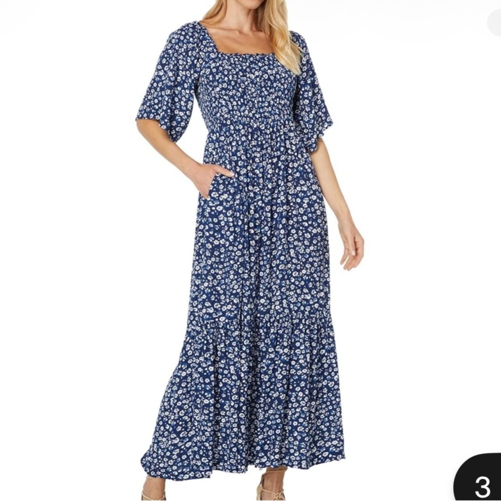 Saltwater Luxe Floral Print Peasant Maxi Dress